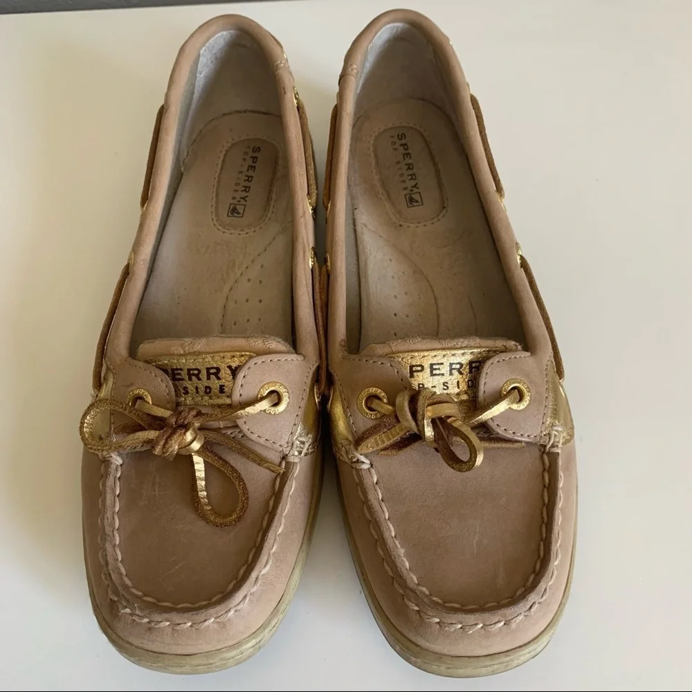 Sperry Top Sider Linen Gold Eyelet Shoes
